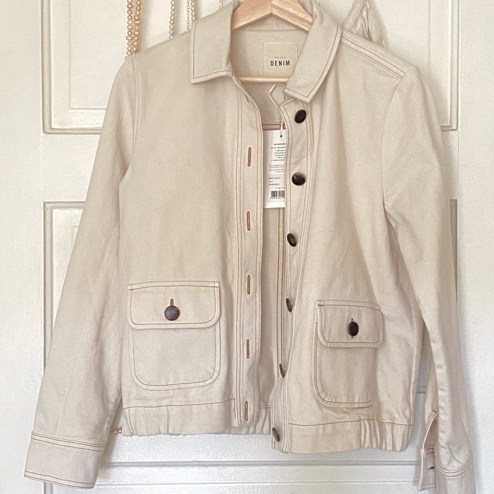 NWT Sézane Denim Jacket in Ecru US6